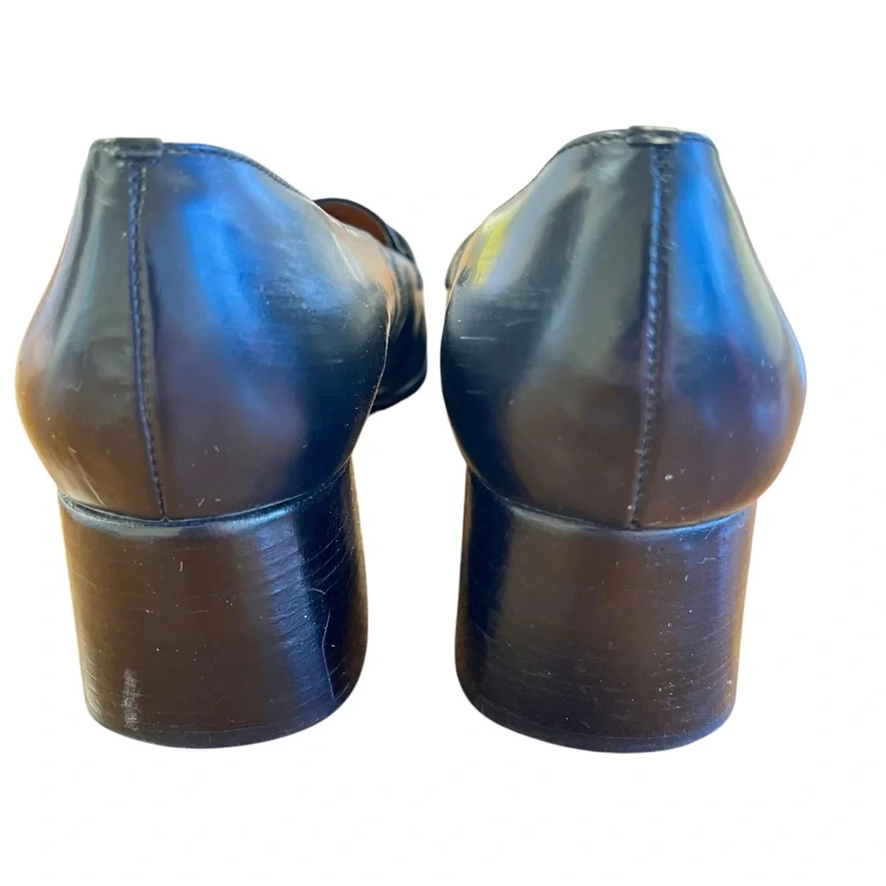LAUREN Ralph Lauren Black Loafers 9.5 Y2K 90s Block Heel Old Money‎ Preppy Club